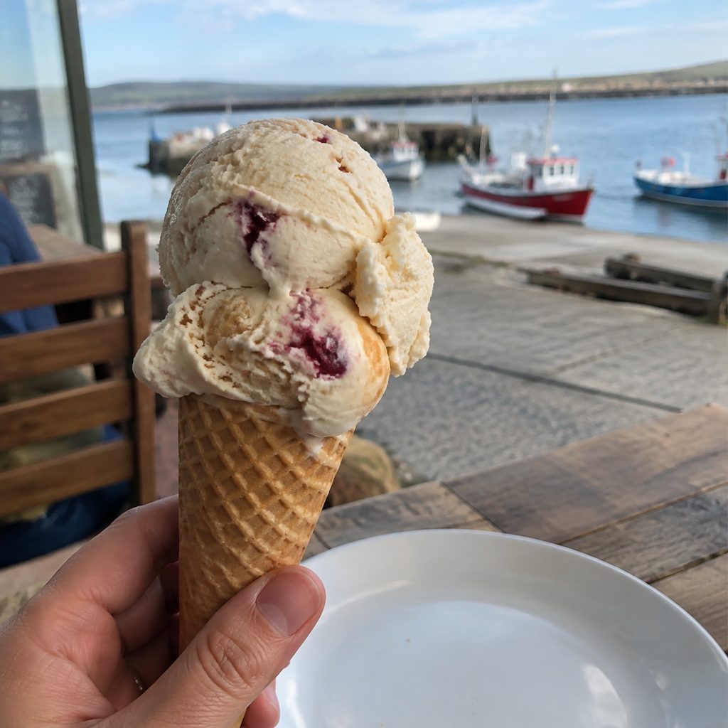 Beacon Farm ice cream — a cone on the slipway